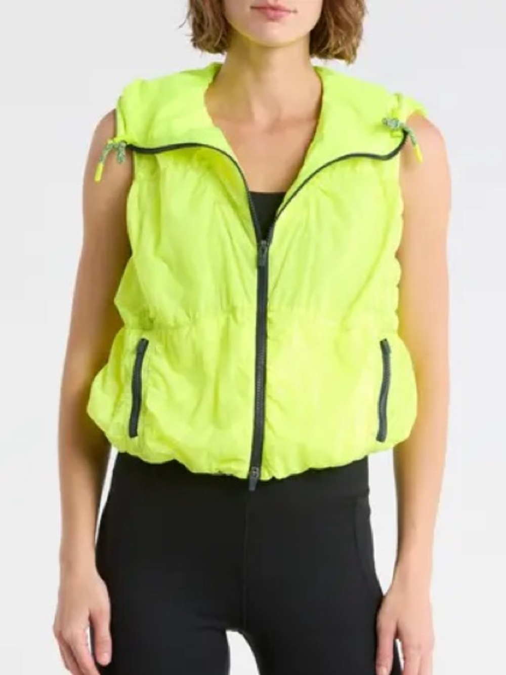 Free People Movement size Medium light packer hike hooded vest neon yellow Neon